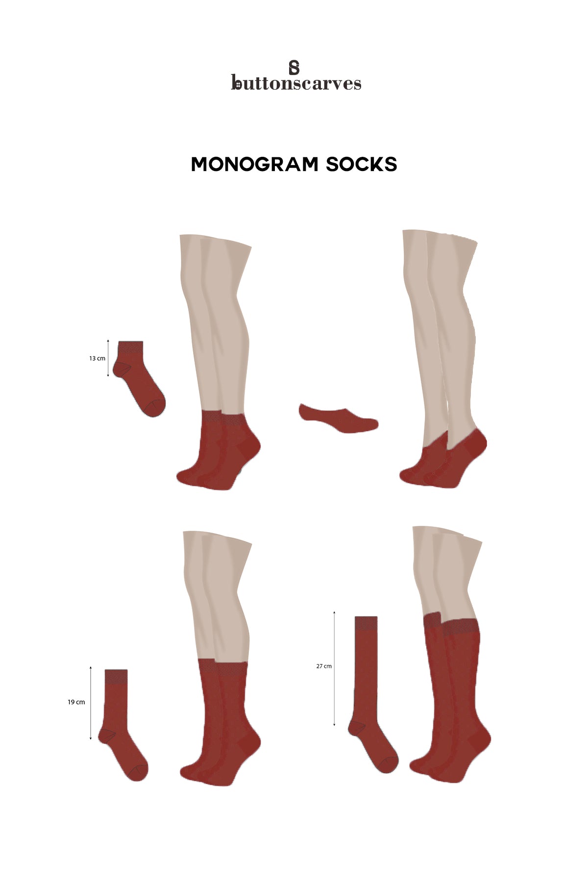 Monogram Socks Maroon