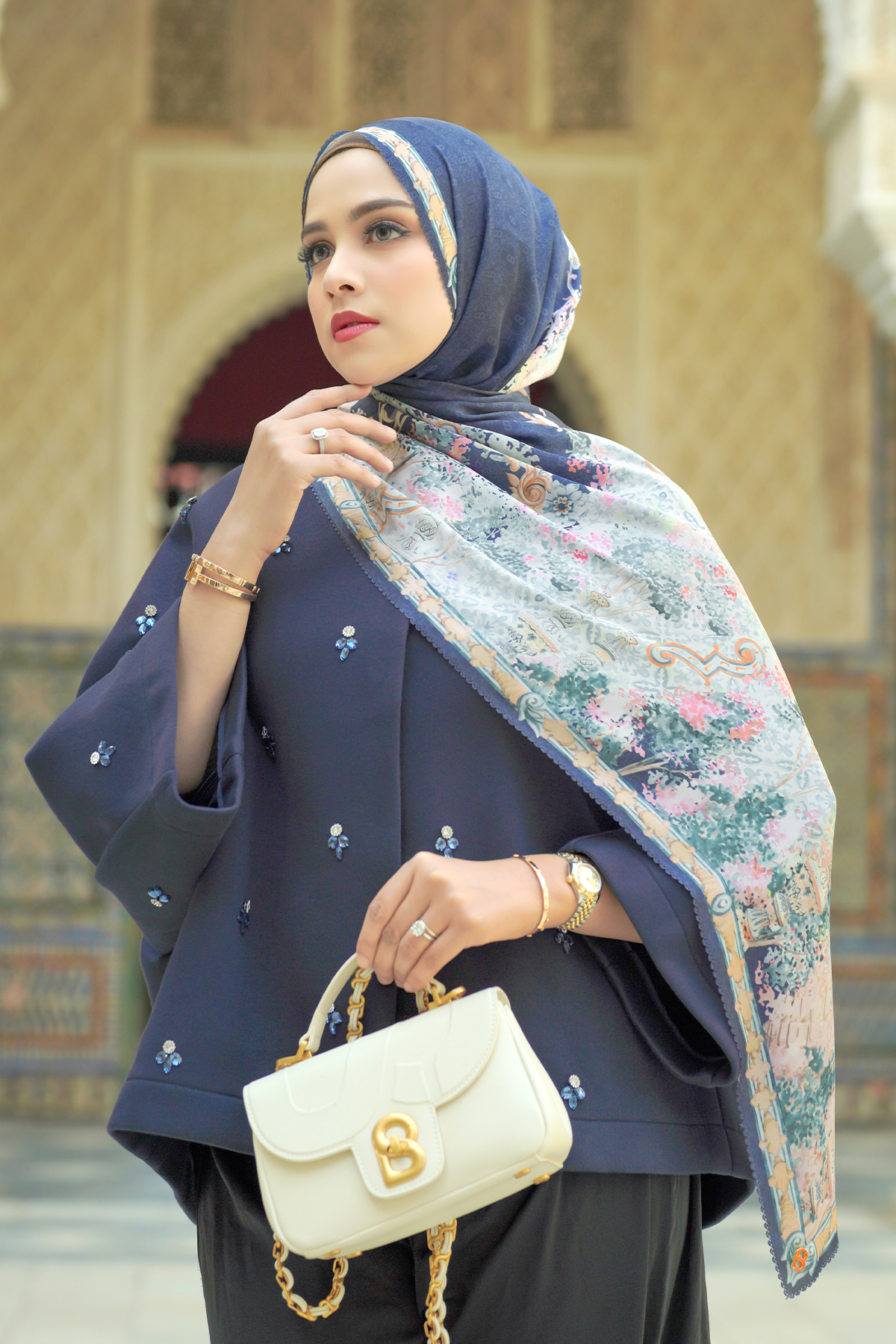 The Sevilla Satin Shawl - Midnight