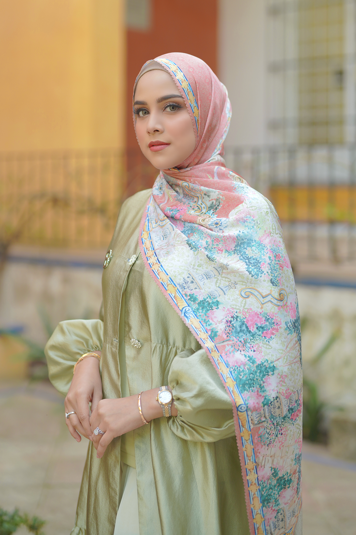 The Sevilla Satin Shawl - Terracotta