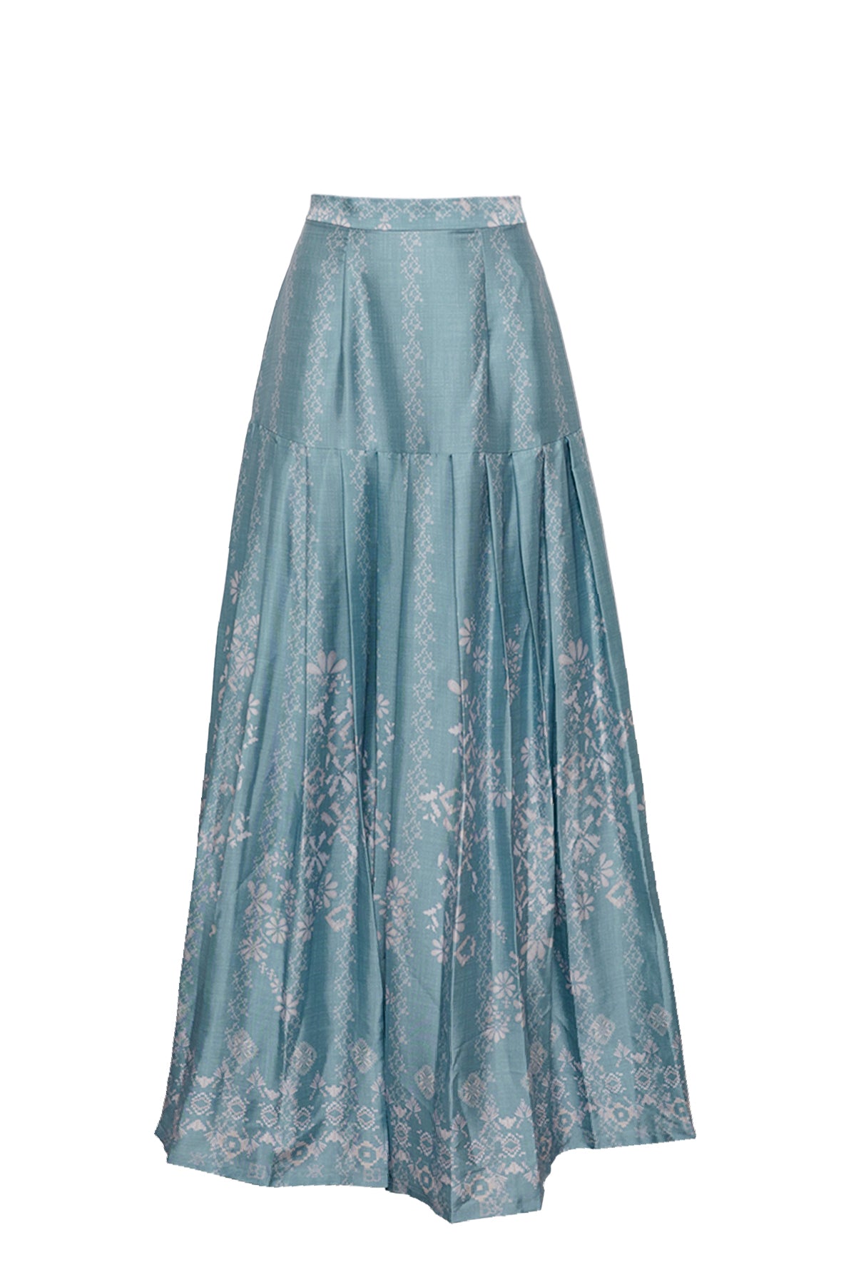 Khanum Satin Pleated Skirt - Misty Blue – Buttonscarves